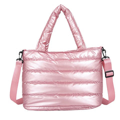 Women Winter Handbags Mobile Space Glossy Female Down Bags Cotton-padded