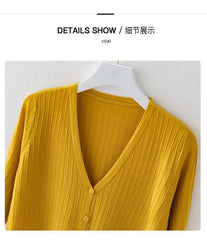 Fashion Women Solid Knitted Sweaters Coats Spring Summer Half Sleeve V-neck