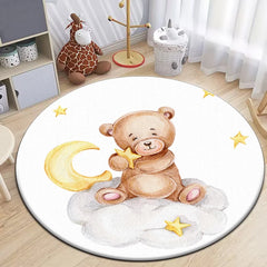 Sleep Bear HD Printed Cartoon Round Carpet for kids Living Room Rugs Camping Picnic
