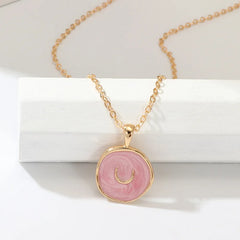 Colorful Moon Star Lightning Pendant Necklaces For Women Girls Enamel Fashion