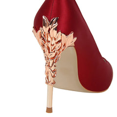 Womens Comfortable Heels: Woman 10cm High Heels Metal Heels Satin Silk Dress