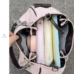 Y2K Women Pink Vintage Gothic Tote Bag Aesthetic Large Capacity Embroidery