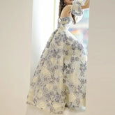 Homecoming Dresses: One Shoulder Flower Printed Satin Wedding Party Dresses