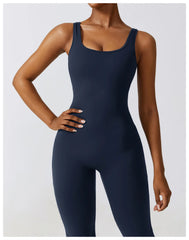 Women Jumpsuits One-Piece Yoga Suit Dance Belly Tightening Fitness Workout Set