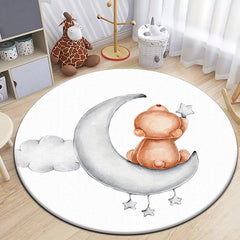 Cute little bear Round Carpet for Living Room Rugs Camping Picnic Mats Flannel