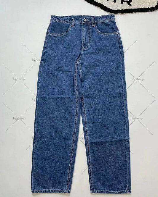 jeans Y2K oversized letter printed denim trousers for men and women