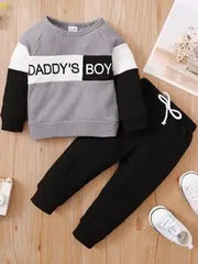 2PCS Clothes Set Kids Boy Fashion Color Block Long Sleeve Top+Pant Spring and Autumn Clothing Outfits for Toddler Boy 1-4 Years