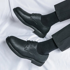 Luxury Retro Woven Pattern Leather Oxford Men's Business Shoes Office Fashion Shoes