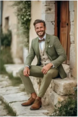 Mens Beach Wedding attire:Full Set Slim Single Breasted Wedding Party Suits For Groom