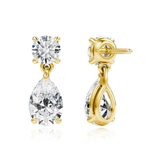 Waterdrop Full Moissanite Diamond Drop Earrings D VVS1 18k Gold Plated Pear Cut Earrings 925 Silver for Women Sparkling Jewelry