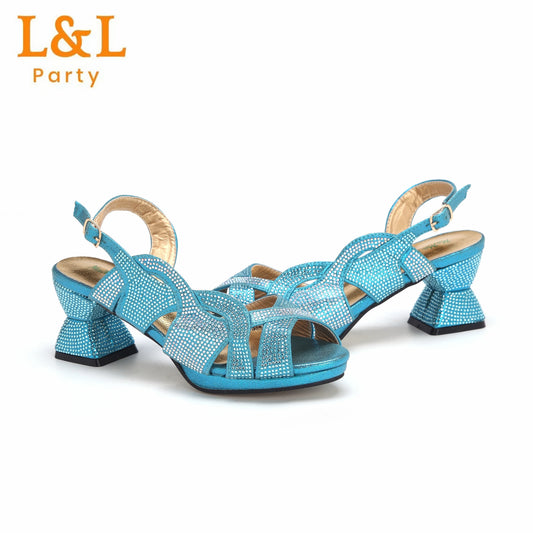 Matching Shoes and Bags: Shoes Matching Bag Set in Sky Blue Special Heels Sandals