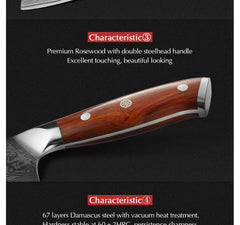 1PCS or 3PCS Kitchen Knife Sets Japanese Forged Damascus Steel Chef