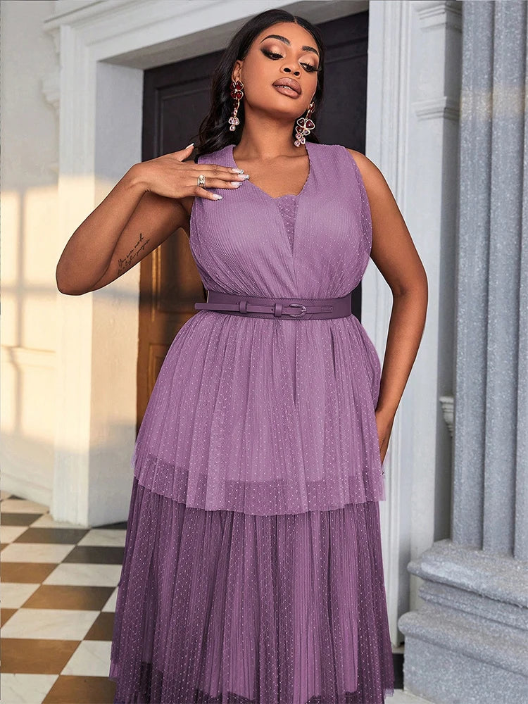 Women Plus Size Maxi Dresses Purple Elegant Long Dress Summer