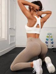 Letter Honey Peach Hip Yoga Pants High Waist Lift Hip Tight Fitness Leggings