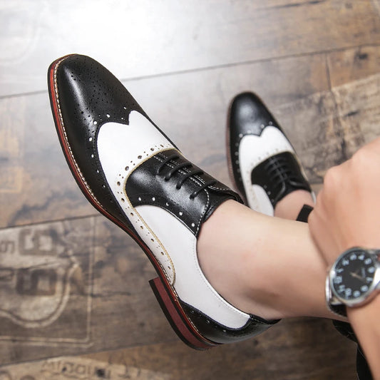 Handmade Brogue Office Shoes Vintage Design Oxford Mens Dress Shoes Formal