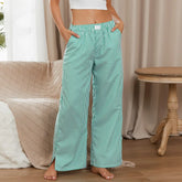 Women Wide Leg Pants Casual Loose Vertical Stripe Elastic Lounge Trousers with Pockets