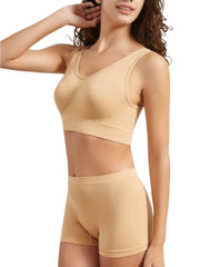 Seamless Bra Set Women Low Waist Underwear Female Tanks Bra Top