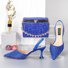 Matching Shoes and Bags: Women Shoe and Bag Set Decorated gold Shoes and Bag