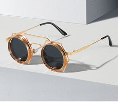 OEC CPO Steampunk Round Sunglasses Women Men 2023 Metal Mesh Personality Sun Glasses Female Eyewear Goggle UV400 Shades Oculos