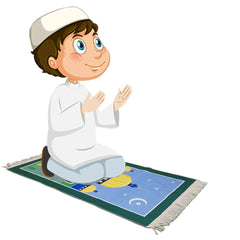 Muslim Prayer Rug Kids Children Islamic Mat Educational Janamaz Girl Boy Salah Child