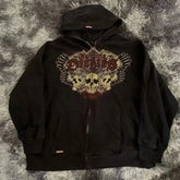 Y2K Vintage Casual New Winter Zipper Hoodies Men's Gothic Pattern Sweatshirt Hoodie