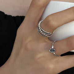 925 Sterling Silver Rings Party Jewelry Vintage Charm Double Layer