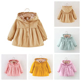 Baby Coat Girls' Solid Hooded Beautiful Jacket Children'S Windproof Loos Sleeve Clothing
