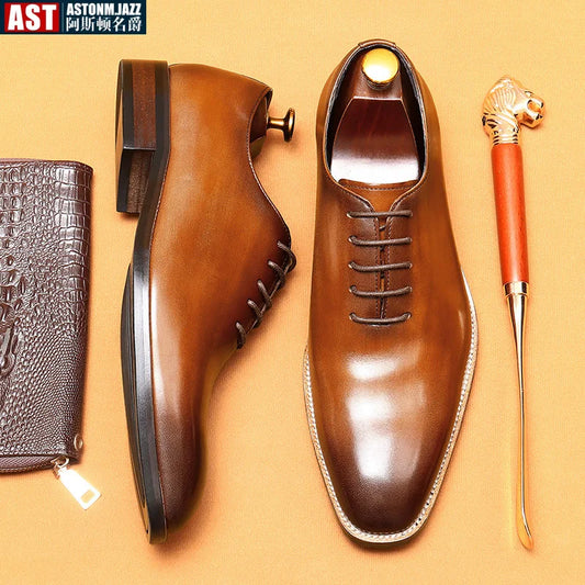 Italian Men's Formal Shoes Luxury Genuine Leather Handmade Quality Comfortable