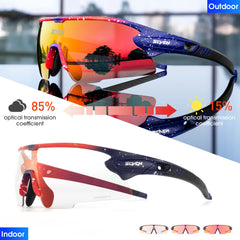 Cycling Glasses Red Photochromic Cycling Sunglasses Outdoor Bike Eyewear