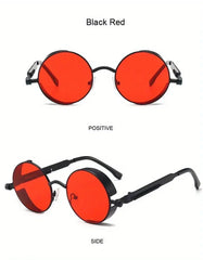 Classic Steampunk Sunglasses for Men and Women Retro Round Metal Frame Sunglasses