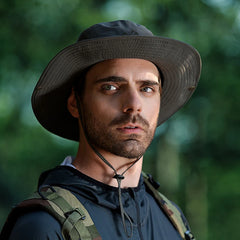 Men Bucket Hat Letter Embroidery Leather Label Cowboy Hat Waterproof Outdoor