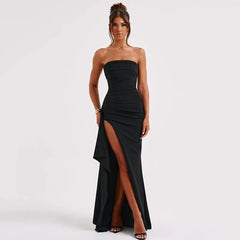 Evening Dresses: Off Shoulder Elegant High Rise Split Maxi Dress Club Outfits