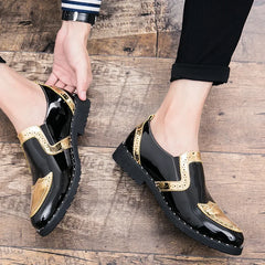 Platform leather shoes Casual Men Brogue Patent Leather Shoe Man