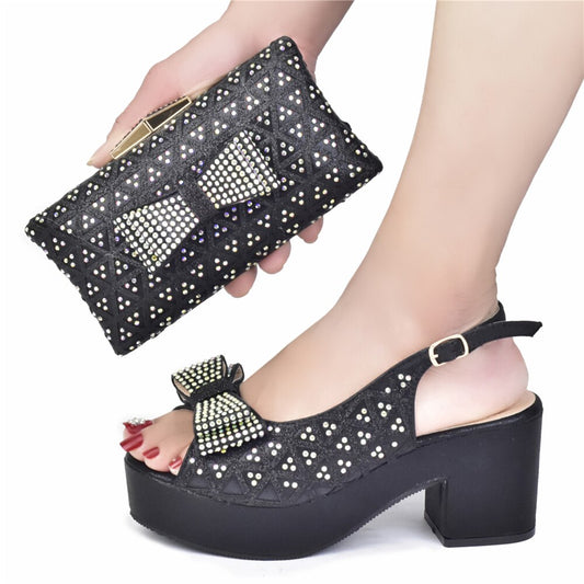 Matching Shoes and Bags: Shoes And Bag Matching Set With gold Women Italian Shoes