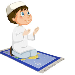 Muslim Prayer Rug Kids Children Islamic Mat Educational Janamaz Girl Boy Salah Child
