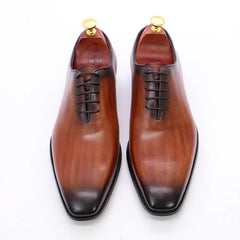 Luxury Classic Mens Oxford Shoes Genuine Leather Whole Cut Handmade Dress