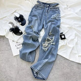 Ripped Jeans Women 2023 Female Clothing Vintage Jeans Woman High Waist Y2k Women