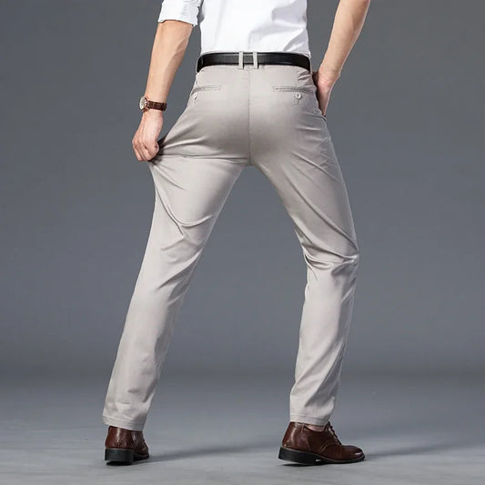 Men's Spring Autumn Fashion Business Casual Long Pants Suit Pants Male Elastic