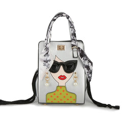 Beauty Glasses Handbags for Women PU Shoulder Bag Cute Scarf Purses