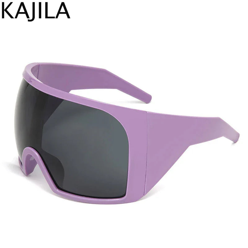 Oversized Punk Shield Sunglasses Women Men Big Frame 2025 Luxury Brand Steampunk Mask Sun Glasses For Ladies Sports Goggle UV400