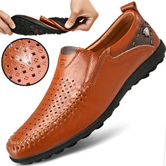 Leather Men Casual Shoes 2024 Summer Breathable Slip on Formal Loafers Men