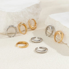 8 Pcs Chunky Open Smooth Surface Rings Set for Women Trendy Gold Color and Silver