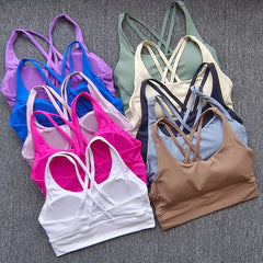 Women Fitness Bra Tights Yoga Vest High Strength Shockproof Gym Sports Top