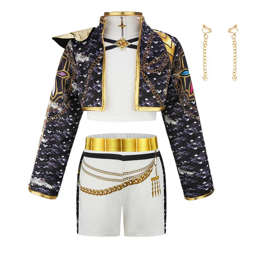 3PS Children's Girls Dance Performance Set Carnival Cosplay Costume Set Halloween Party Set Carnival Costumes 3-10 Years Old