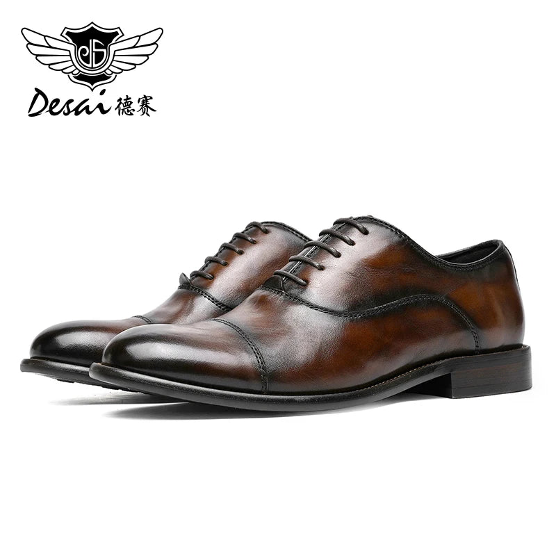 Men Formal Dress Shoes Male Oxfords Triple Joint Office Shoes Genuine Leather