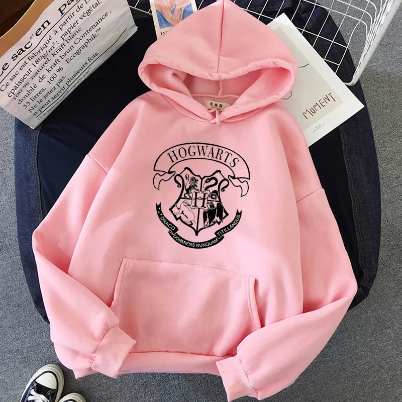 y2k Hogwarts Printed Hoodies Women Sweatshirt Autumn Winter Long Sleeves