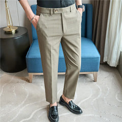 Striped Suit Pant Men'sNew Slim Fit Casual Business Pants Formal