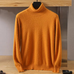 Men's 100% pure Mink velvet Cashmere Sweater High Lapels Pullovers Knitted Winter