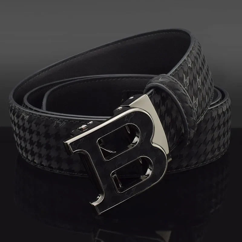 High Quality Automatic Buckle belts men Golden buckle fashion Waist Strap genuine leather Cowskin cintos masculinos B letter