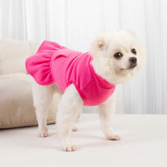 Solid Color High Collar Fleece Pet Dress Pullover For Small Dogs Princess Dress